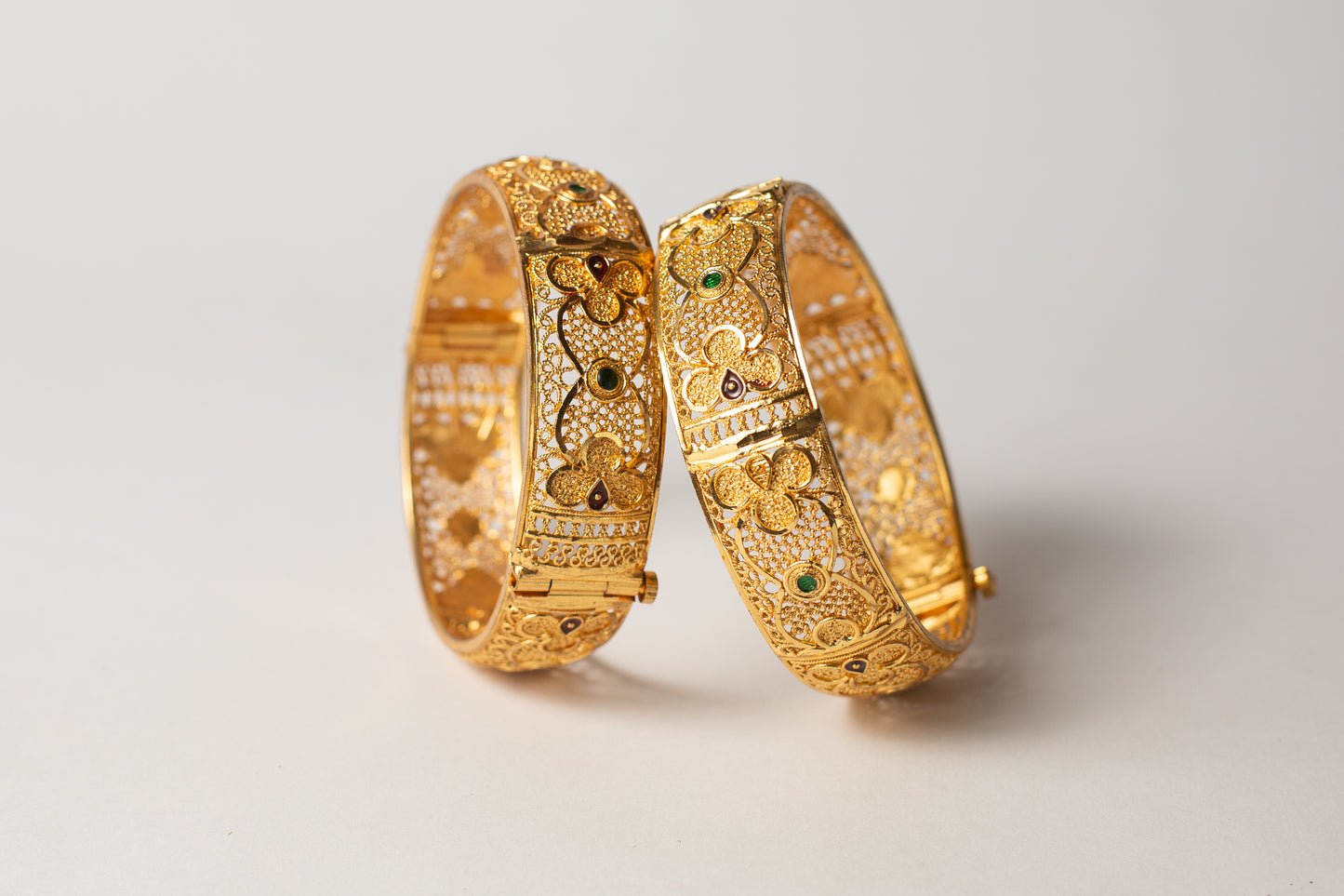 Floral Pattern Gold plated Bangles
