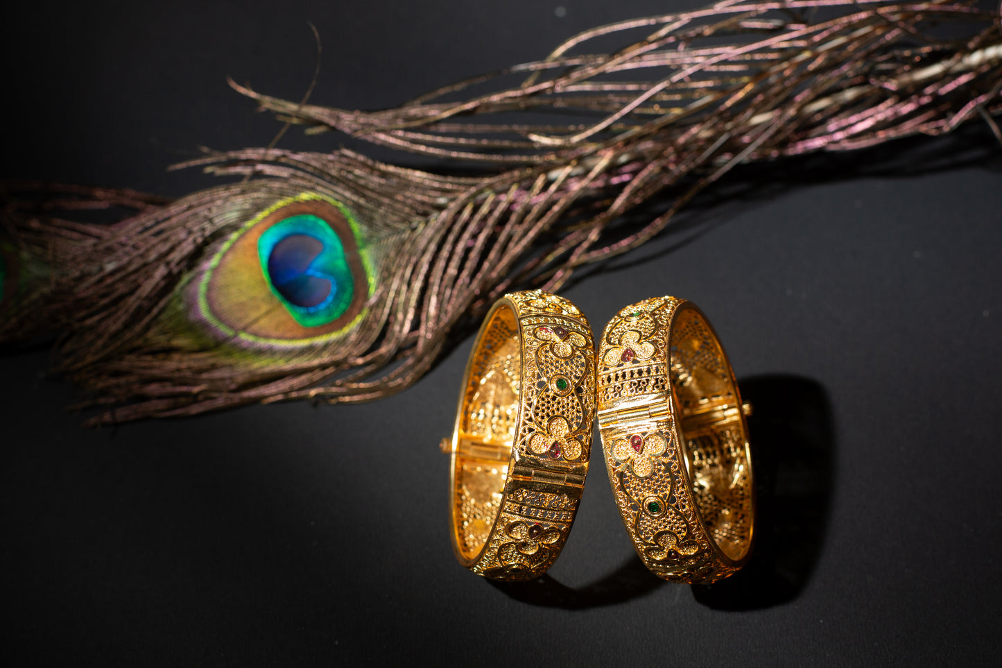 Floral Pattern Gold plated Bangles