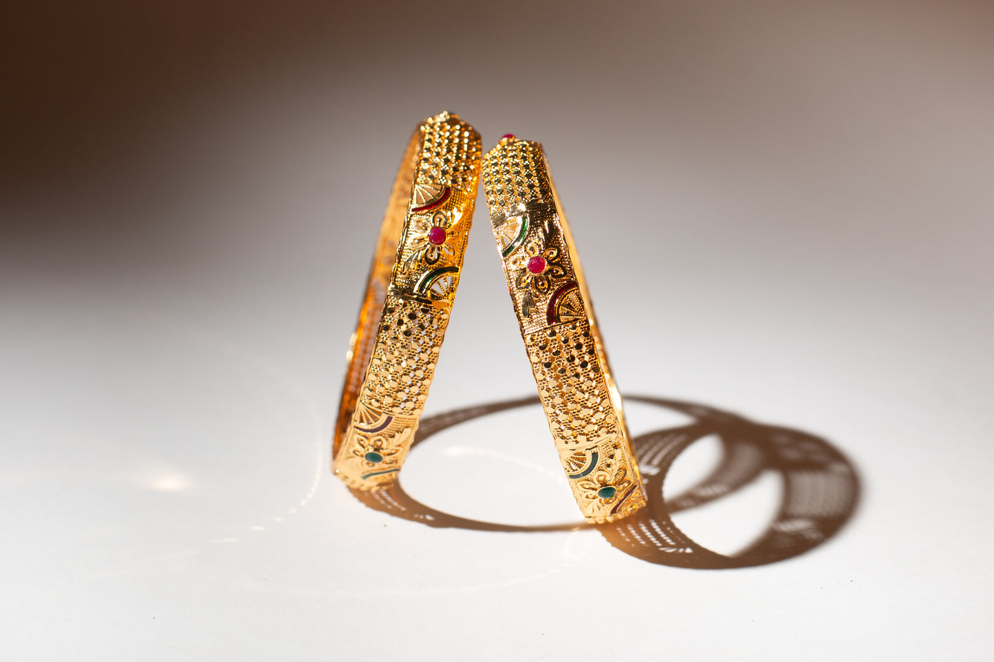 Floral design gold plated bangles