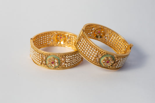 Moti-Flower- Kada Bangles