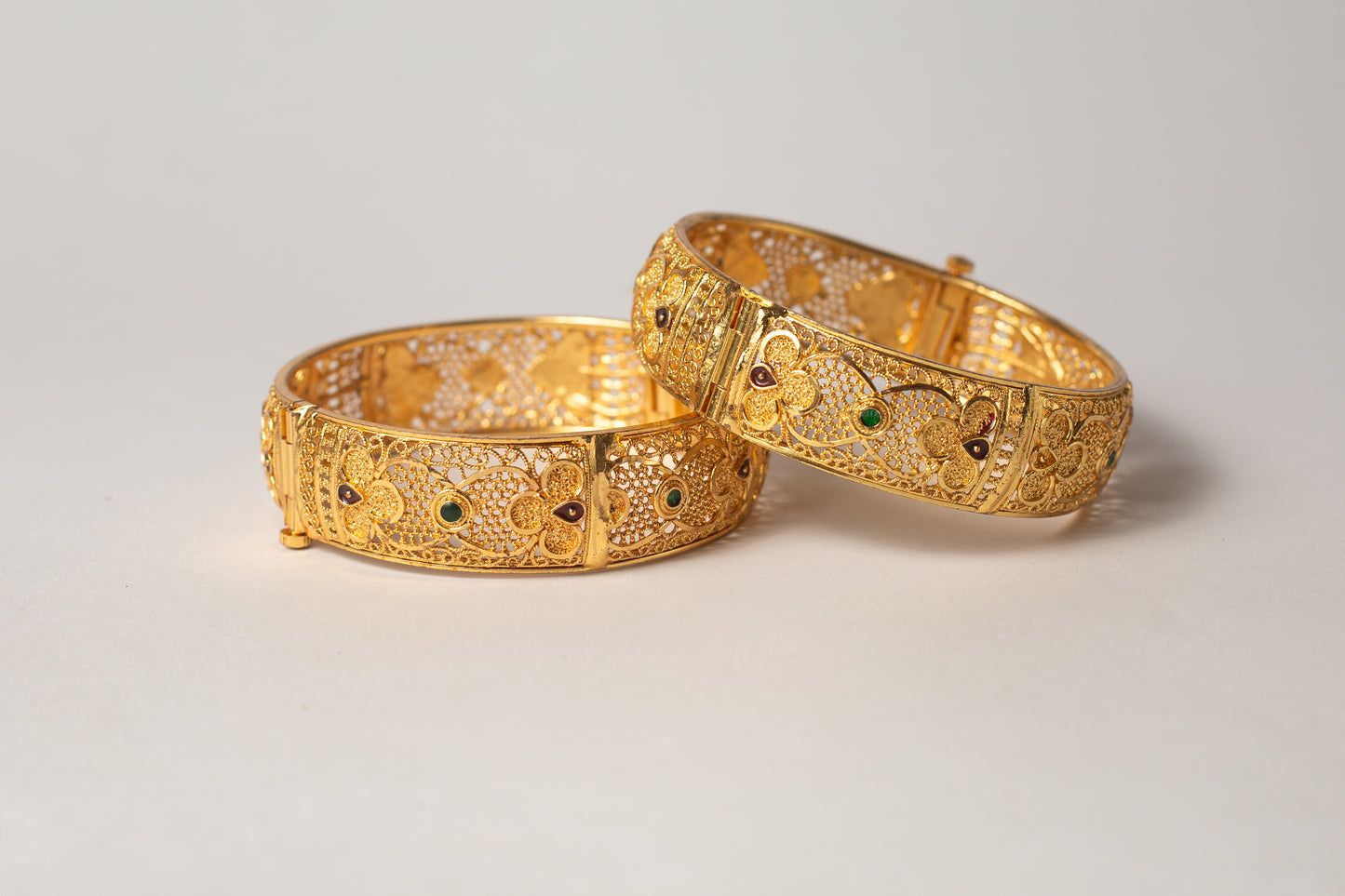 Floral Pattern Gold plated Bangles