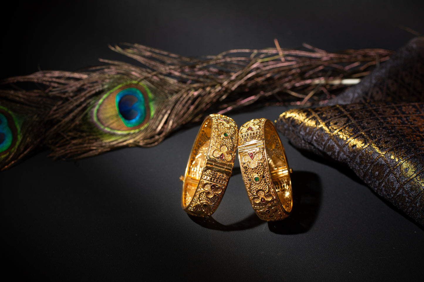 Floral Pattern Gold plated Bangles