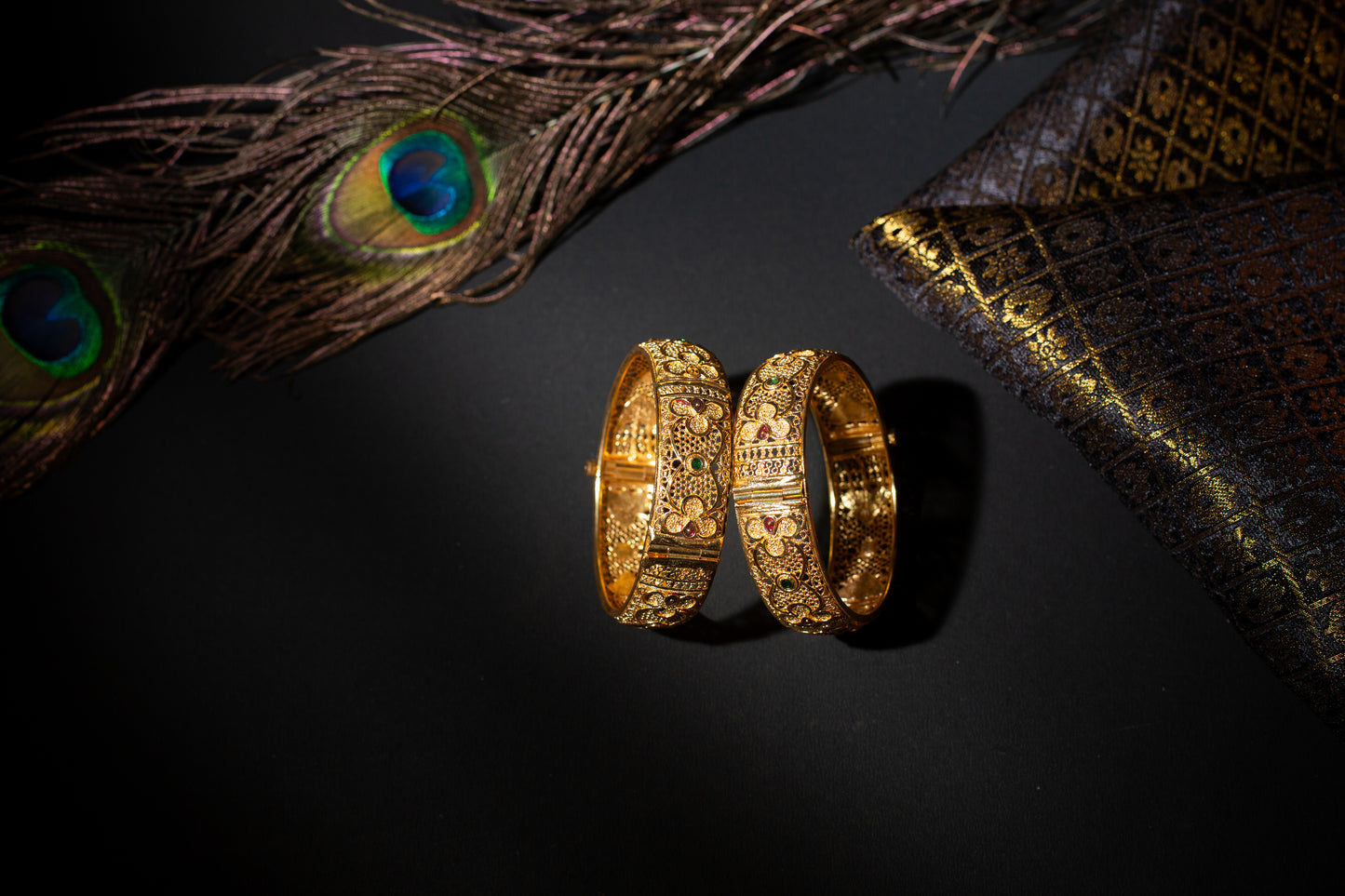 Floral Pattern Gold plated Bangles